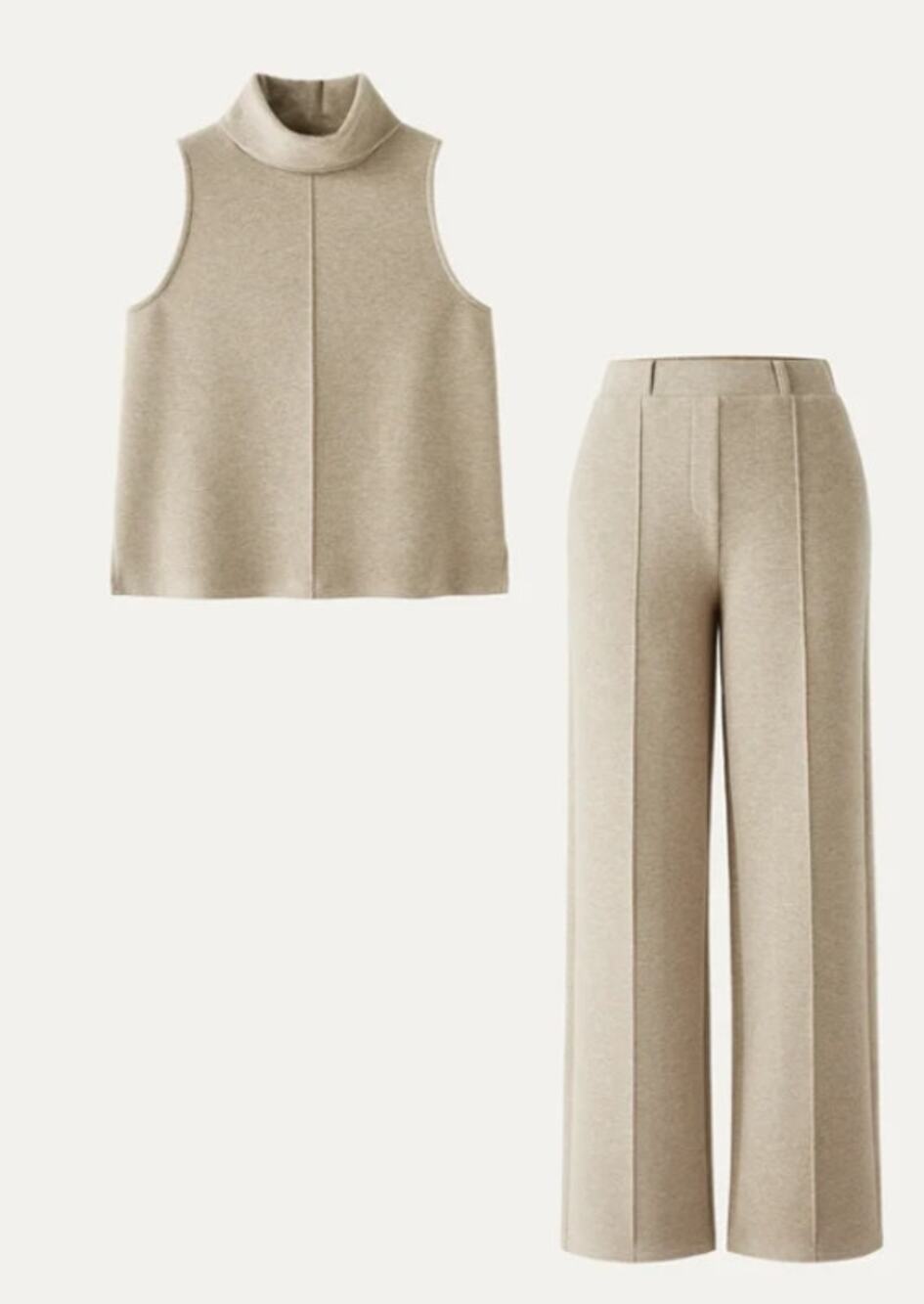 OGLmove FuzzLuxe Thermal Mock Neck Top(M) & Wide Leg Pant(S) Set Minimalist EUC